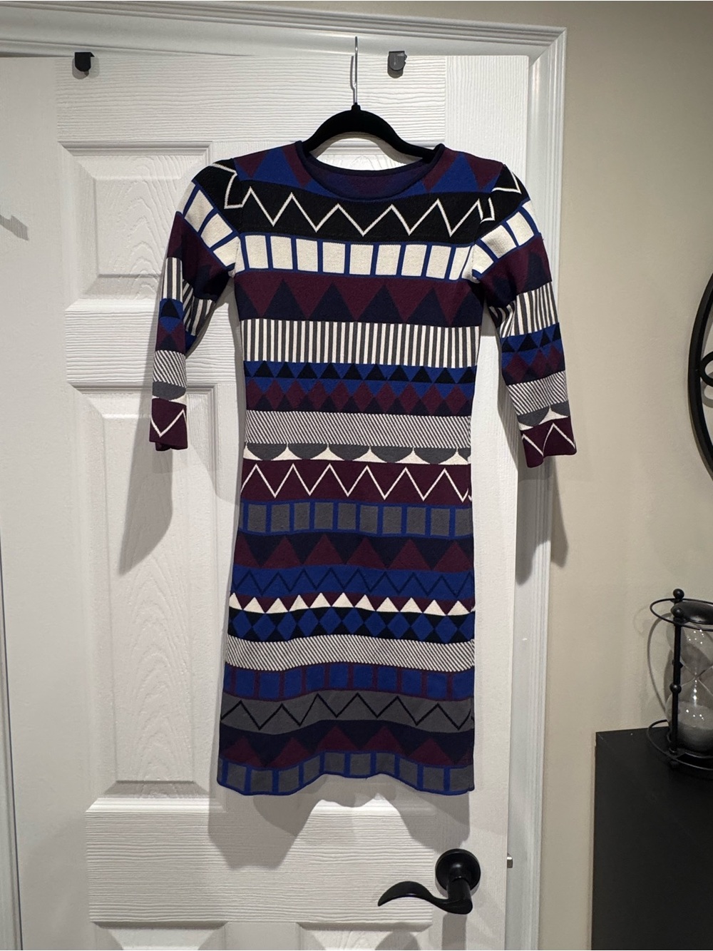 Patterned Purple & Blue Knit Dress